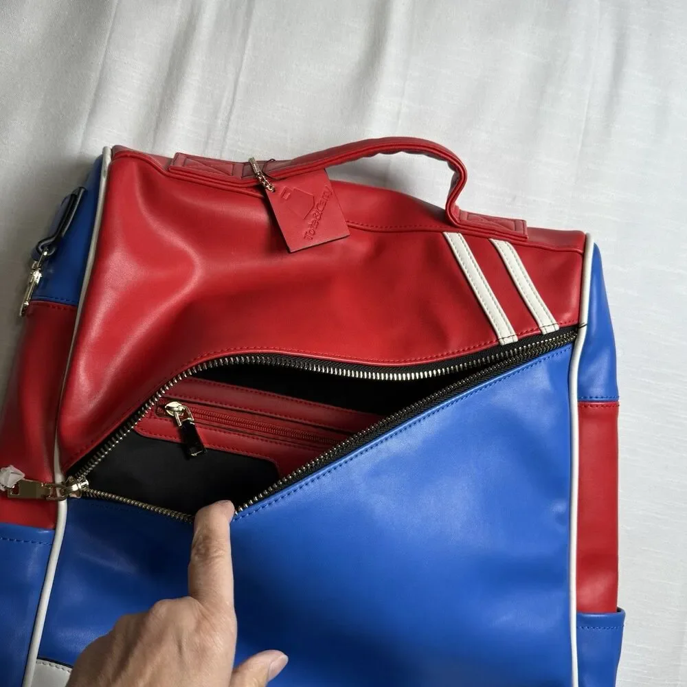 Tote & Carry Buffalo Fridge Red White And Blue Vegan Leather Large Backpack